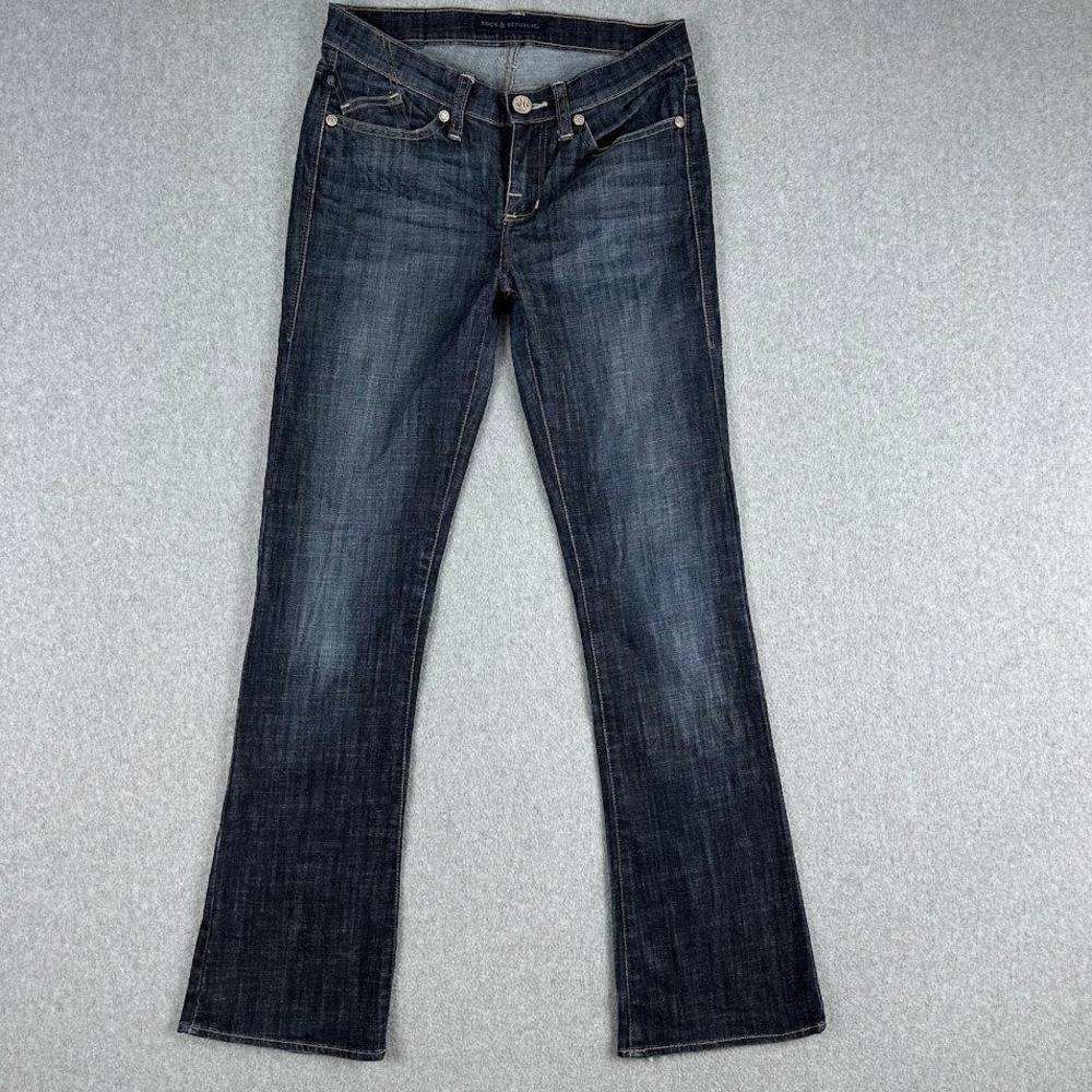 Rock Republic Kasandra Bootcut Jeans Dark Wash Rhinestone Women Size 6‎ Rodeo